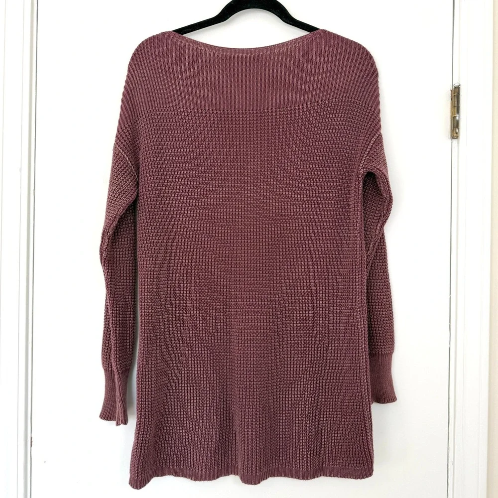 Peruvian Connection Womens XS Mauve 100% Cotton Waffle Knit Boat Neck Sweater